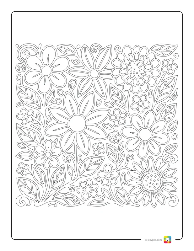 Blossoms Everywhere - Free Printable Coloring Page