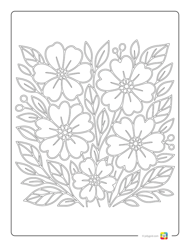 Nature’s Gentle Bouquet - Free Printable Coloring Page